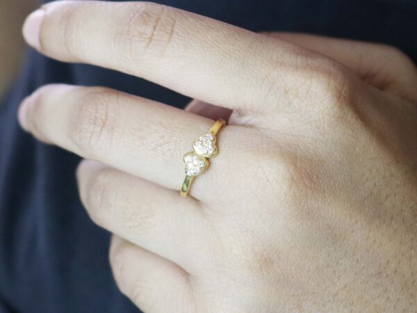 14k Solid Gold Double Heart Diamond Engagement Ring For Love - Image 7