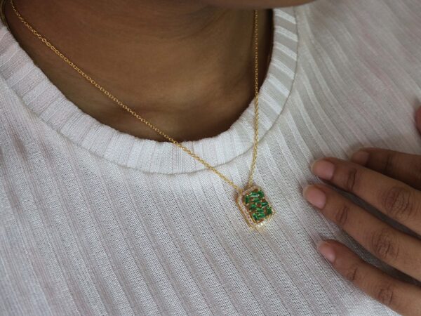 Emerald And Diamond 14k Yellow Gold Chain Necklace - Image 9