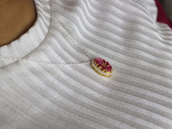 Ruby And Diamond 14k Yellow Gold Chain Necklace - Image 8
