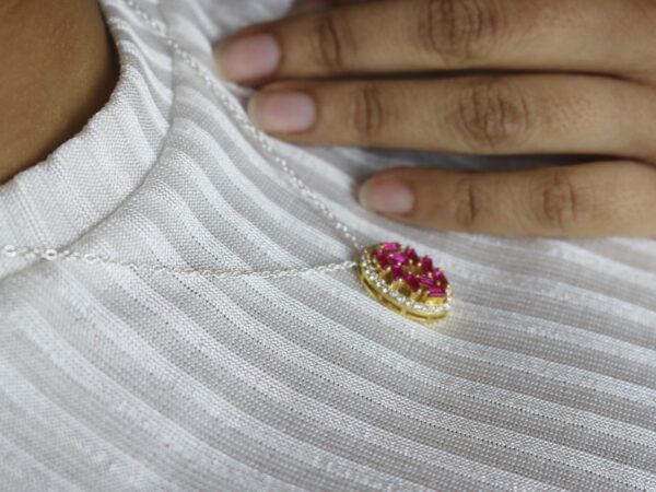Ruby And Diamond 14k Yellow Gold Chain Necklace - Image 2