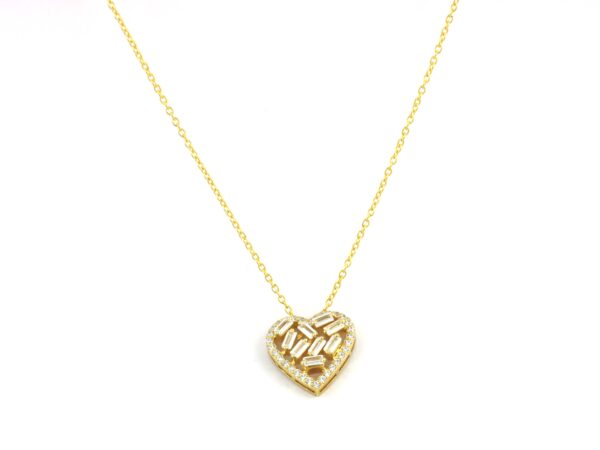 Diamond Heart Shape 14k Yellow Gold Chain Necklace - Image 7