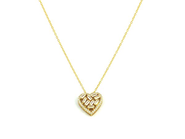 Diamond Heart Shape 14k Yellow Gold Chain Necklace