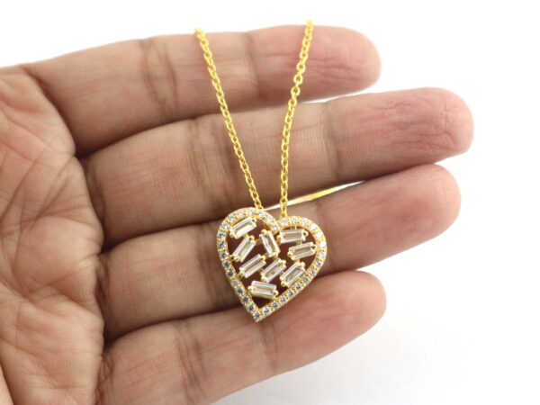 Diamond Heart Shape 14k Yellow Gold Chain Necklace - Image 5