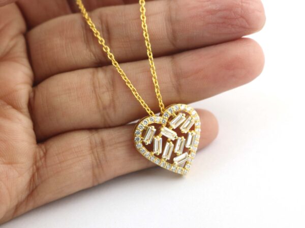 Diamond Heart Shape 14k Yellow Gold Chain Necklace - Image 4