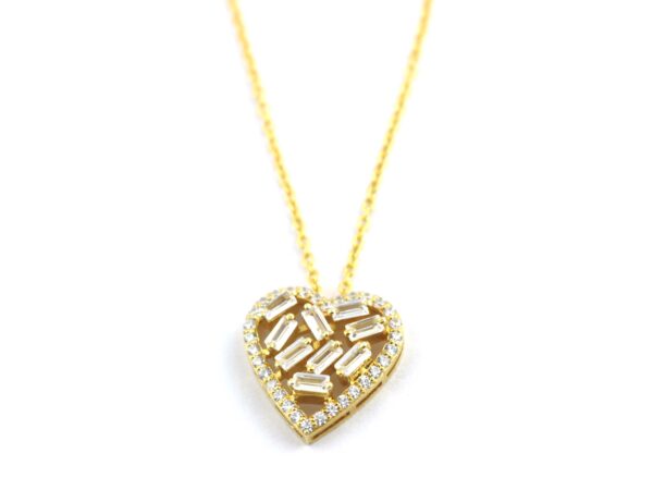Diamond Heart Shape 14k Yellow Gold Chain Necklace - Image 3