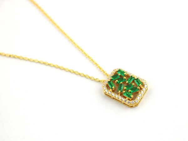 Emerald And Diamond 14k Yellow Gold Chain Necklace - Image 3