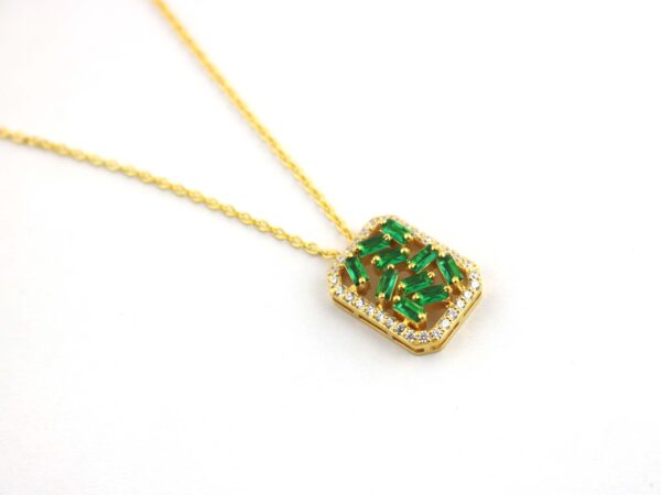 Emerald And Diamond 14k Yellow Gold Chain Necklace