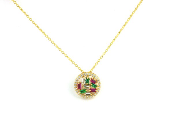 Ruby Emerald & Diamond 14k Yellow Gold Chain Necklace - Image 10
