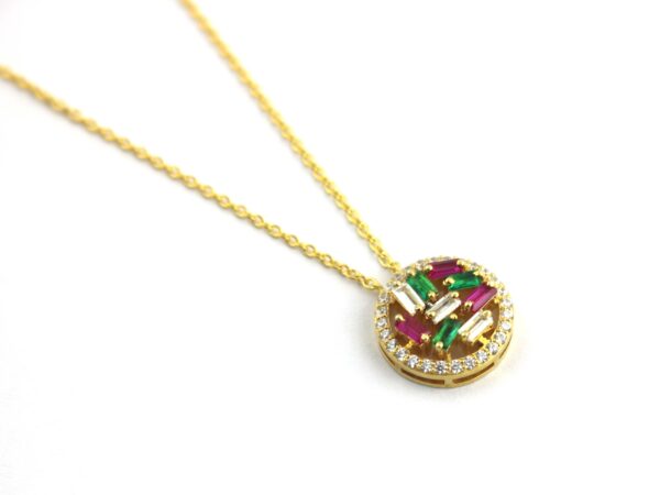 Ruby Emerald & Diamond 14k Yellow Gold Chain Necklace