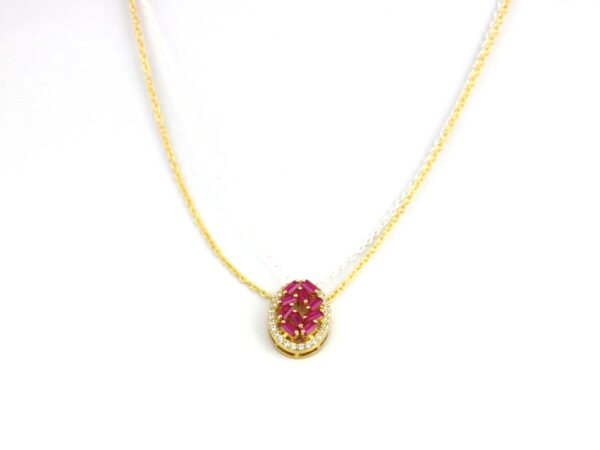 Ruby And Diamond 14k Yellow Gold Chain Necklace - Image 7