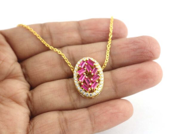 Ruby And Diamond 14k Yellow Gold Chain Necklace - Image 6