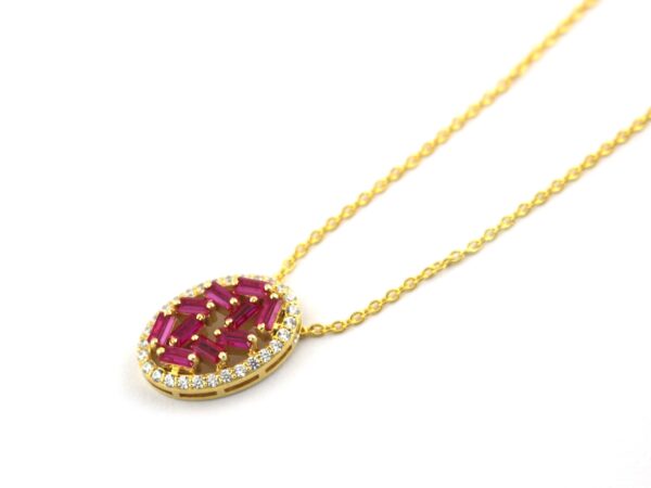 Ruby And Diamond 14k Yellow Gold Chain Necklace