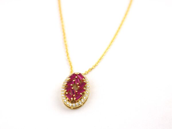 Ruby And Diamond 14k Yellow Gold Chain Necklace - Image 3