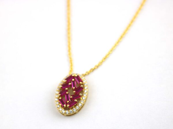 Ruby And Diamond 14k Yellow Gold Chain Necklace - Image 4