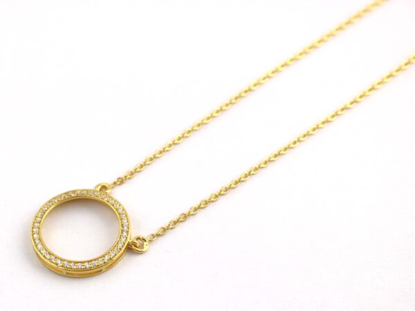 Karma Real Diamond 14k Yellow Gold Choker Chain Necklace - Image 4