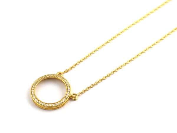 Karma Real Diamond 14k Yellow Gold Choker Chain Necklace - Image 5