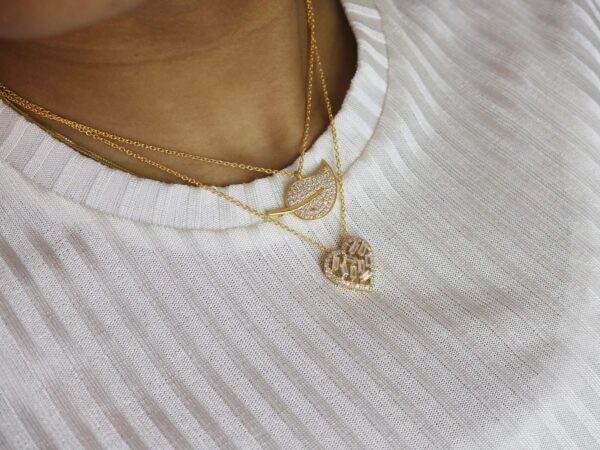 Diamond Heart Shape 14k Yellow Gold Chain Necklace - Image 2