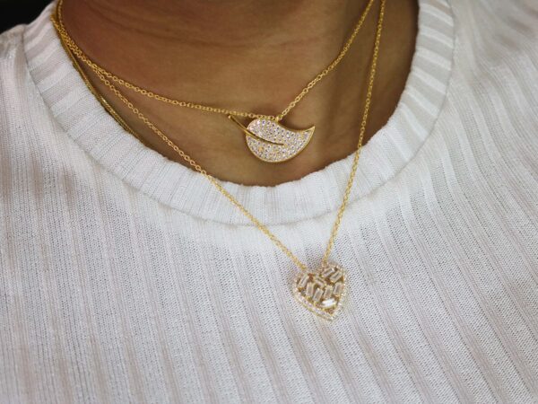 Diamond Heart Shape 14k Yellow Gold Chain Necklace - Image 9