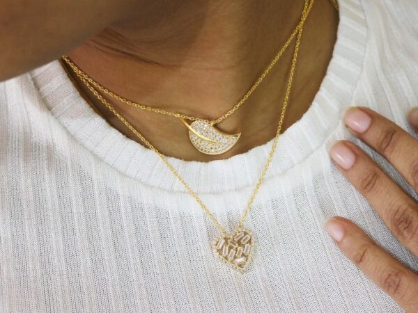Diamond Heart Shape 14k Yellow Gold Chain Necklace - Image 10