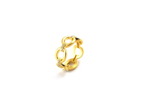 14k Solid Gold Diamond Chain Design Ring For Women - Image 10