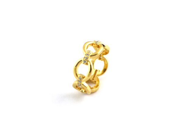 14k Solid Gold Diamond Chain Design Ring For Women - Image 9