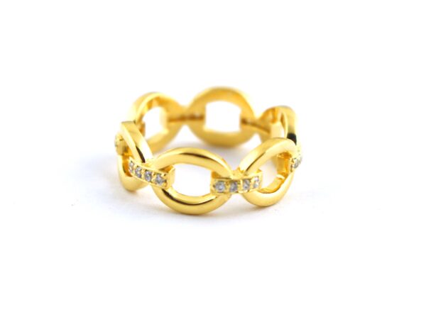 14k Solid Gold Diamond Chain Design Ring For Women - Image 8