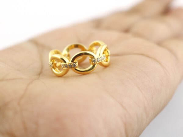 14k Solid Gold Diamond Chain Design Ring For Women - Image 11