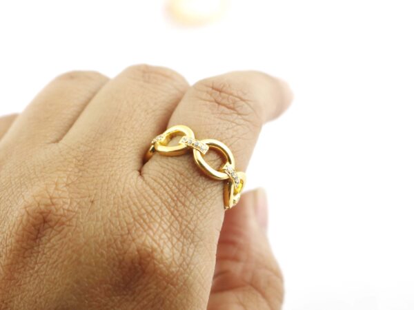 14k Solid Gold Diamond Chain Design Ring For Women - Image 12