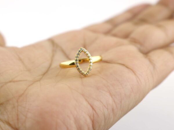 Diamond Marquise Dainty 14k Solid Gold Ring For Her - Image 7