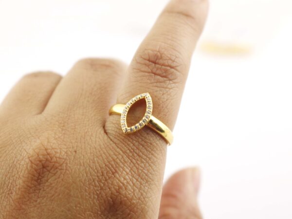 Diamond Marquise Dainty 14k Solid Gold Ring For Her - Image 8