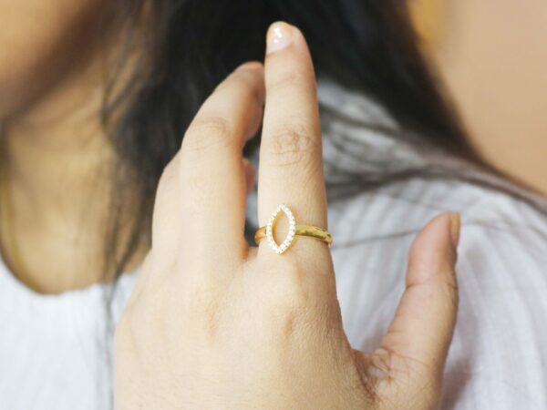 Diamond Marquise Dainty 14k Solid Gold Ring For Her