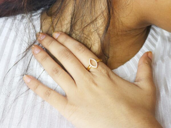 Diamond Marquise Dainty 14k Solid Gold Ring For Her - Image 5