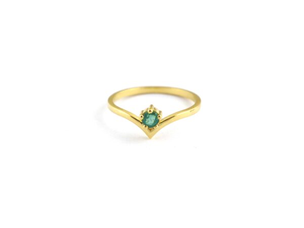 Emerald 14k Solid Gold Chevron Minimalist Ring For Her - Image 9