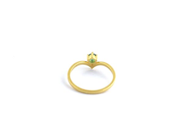 Emerald 14k Solid Gold Chevron Minimalist Ring For Her - Image 8