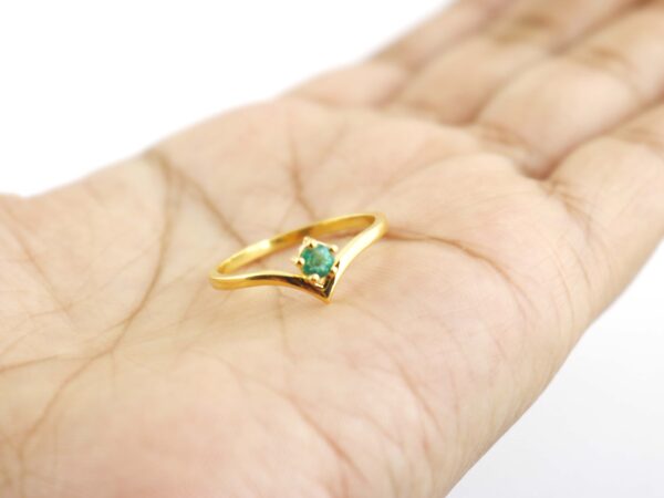 Emerald 14k Solid Gold Chevron Minimalist Ring For Her - Image 7