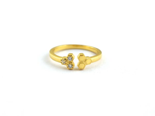 14k Solid Gold Diamond Cuff Minimalist Ring For Women - Image 2