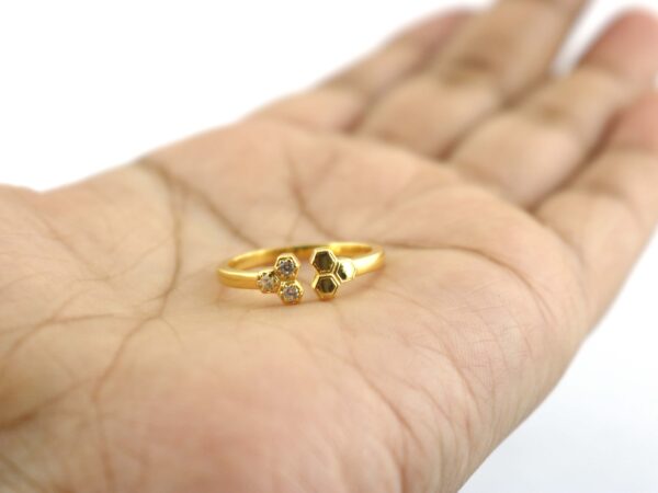 14k Solid Gold Diamond Cuff Minimalist Ring For Women - Image 6