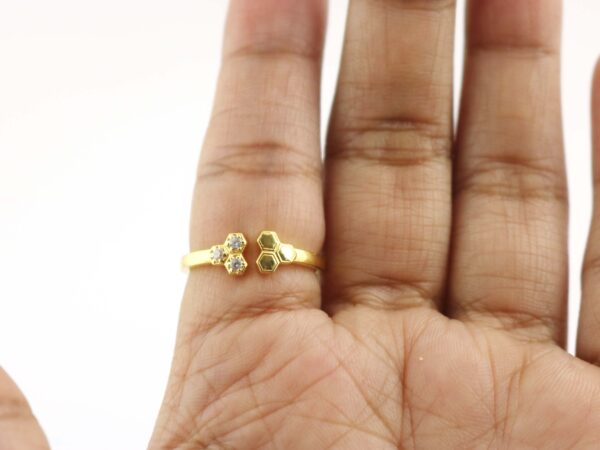 14k Solid Gold Diamond Cuff Minimalist Ring For Women - Image 7