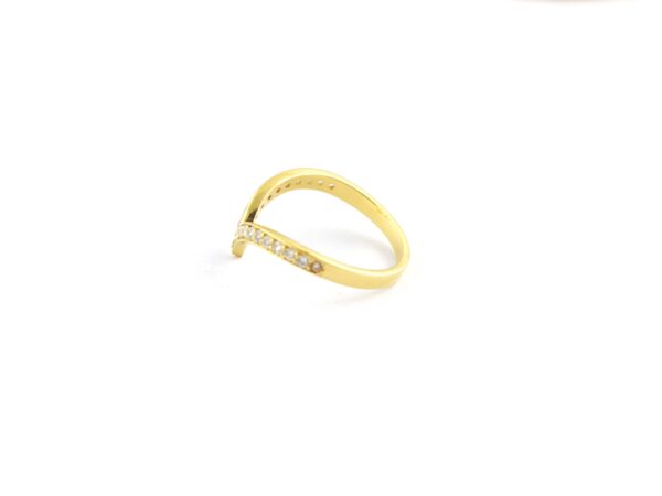 14k Solid Gold Diamond Chevron Minimalist Ring - Image 10
