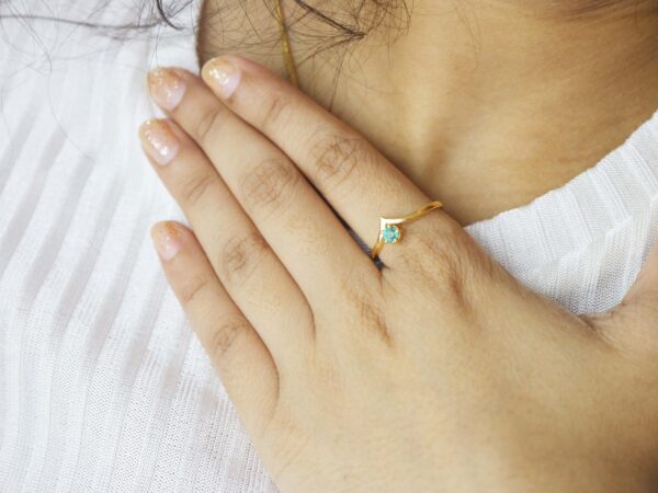 Emerald 14k Solid Gold Chevron Minimalist Ring For Her