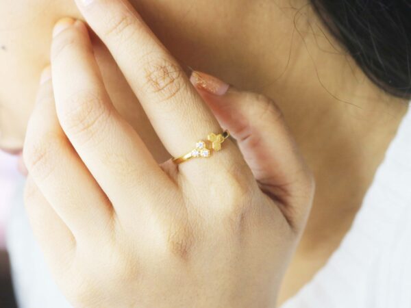 14k Solid Gold Diamond Cuff Minimalist Ring For Women - Image 8
