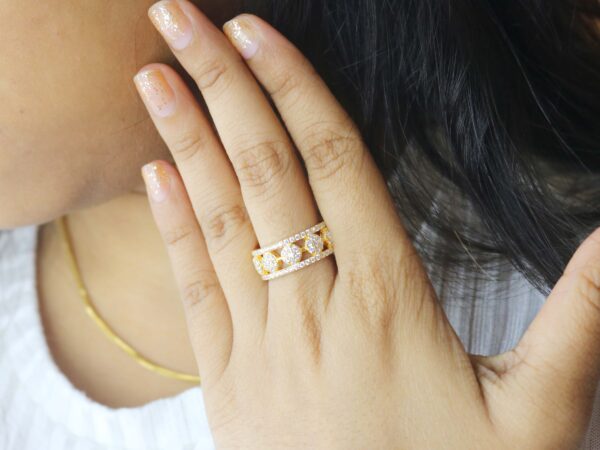 14k Solid Gold Diamond Cluster Ring For Her