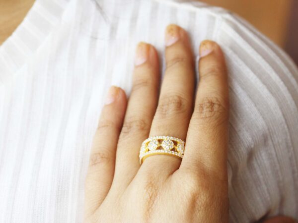 14k Solid Gold Diamond Cluster Ring For Her - Image 3
