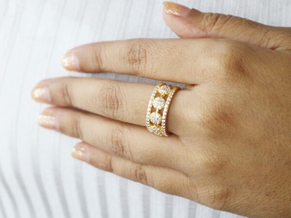 14k Solid Gold Diamond Cluster Ring For Her - Image 2
