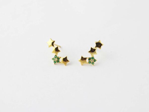 Emerald 14k Solid Gold Star Stud Earrings For Women - Image 8