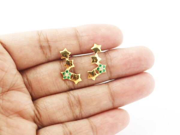 Emerald 14k Solid Gold Star Stud Earrings For Women - Image 6