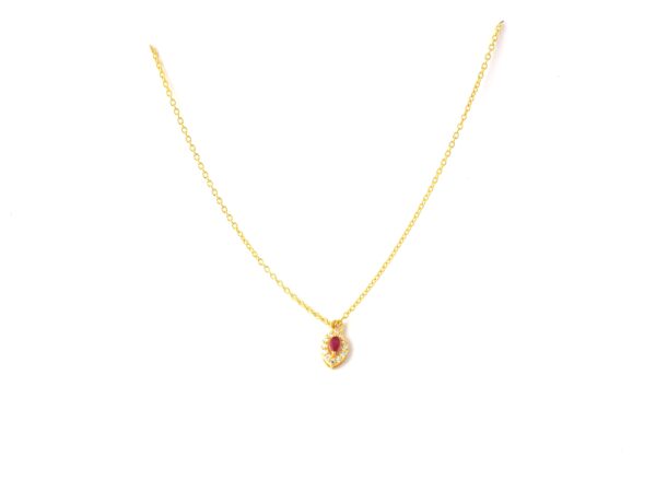 Natural Ruby with Diamond Chain Necklace For Women - Image 8