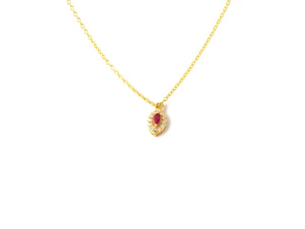 Natural Ruby with Diamond Chain Necklace For Women - Image 7