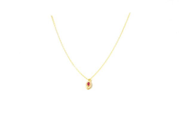 Natural Ruby with Diamond Chain Necklace For Women - Image 6