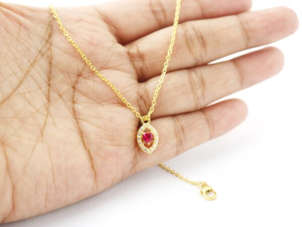 Natural Ruby Heart with Diamond Chain Necklace - Image 10